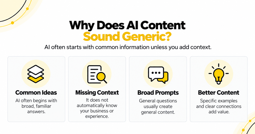 Why does AI content sound generic due to predictable language and limited originality
