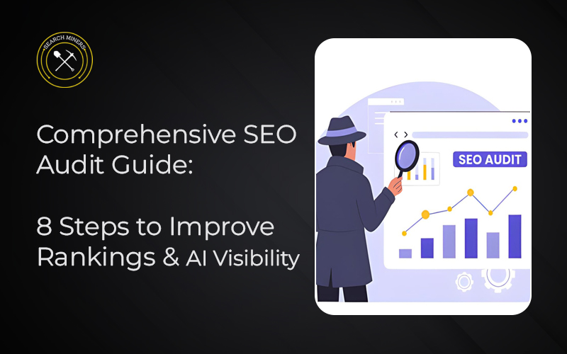 Comprehensive SEO audit guide covering technical SEO, content, rankings, and AI search visibility